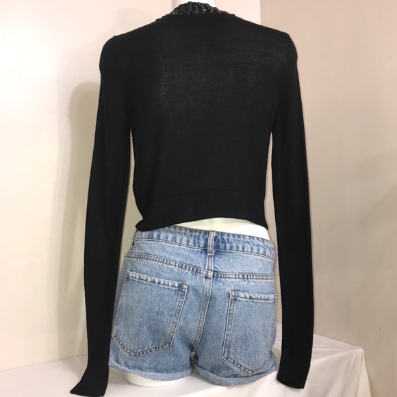 Esprit Black Bejewelled Black Rayon Crop Cardigan - Picture 9 of 12